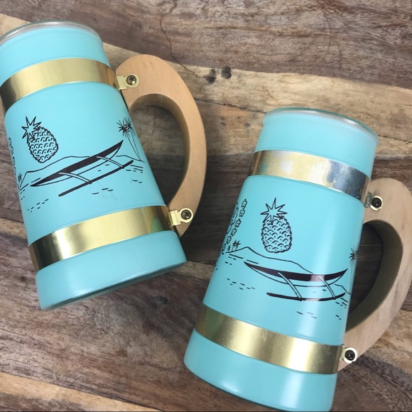 Vintage l 50s Siesta Ware Aqua Rockabilly Tropical Hawaiian Tiki Mug Barware - Picture 6 of 13